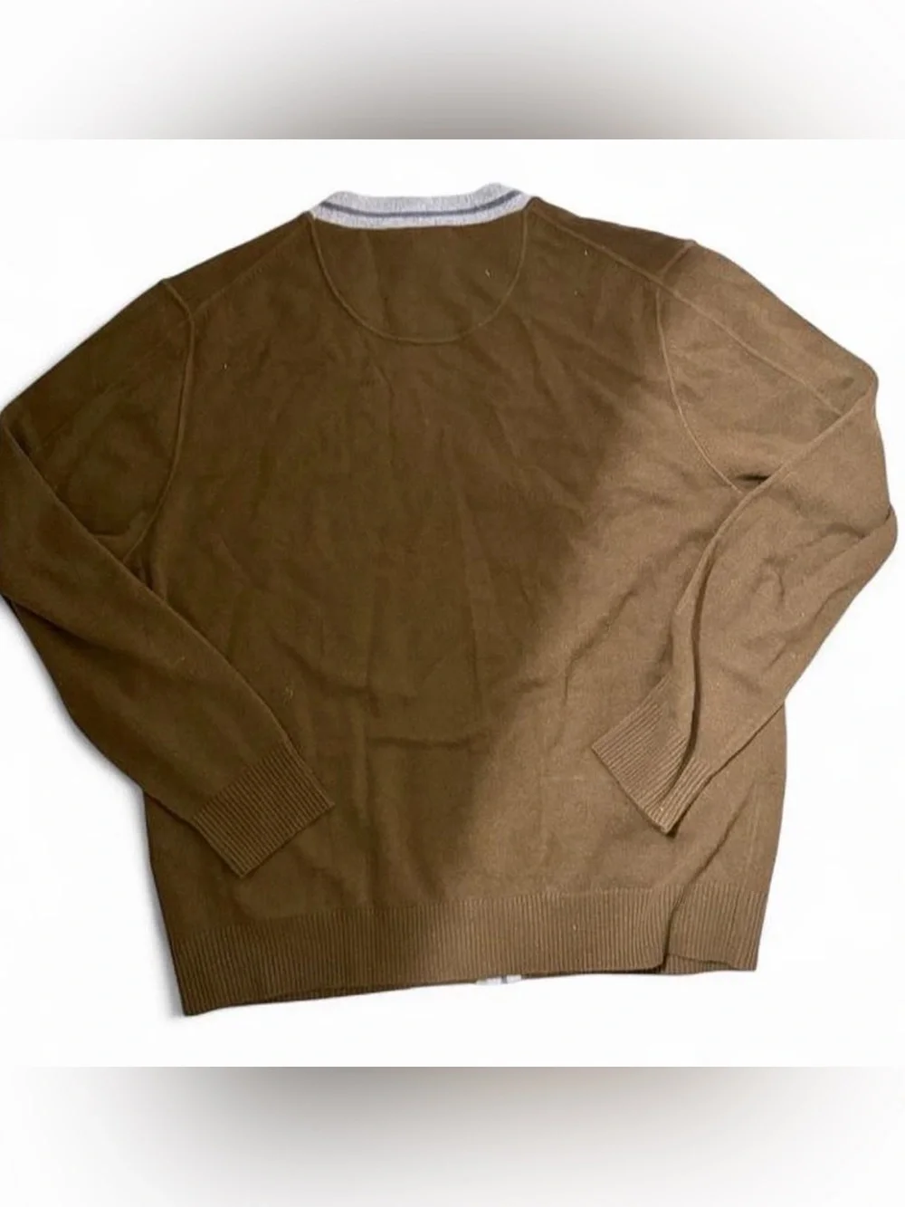 Hudson Wellesley brown merino wool cardigan with white trim size XL